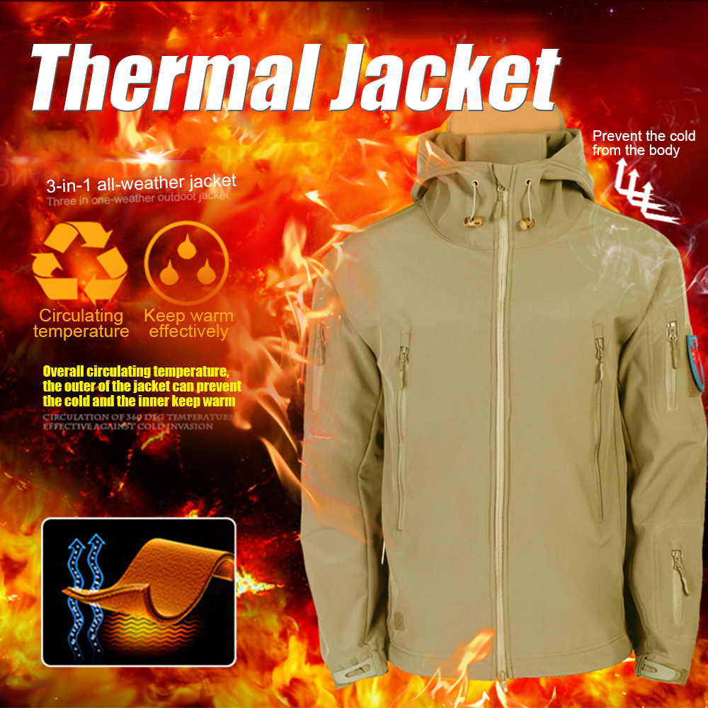 Military  Waterproof Warm Tactical Fleece Soft Shell Men Jacket Hunting Coat Army Windbreaker Outdoor