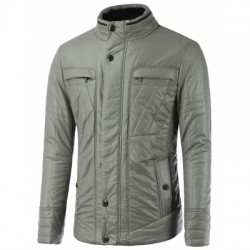 Zippered Buckled Texture Padded Jacket