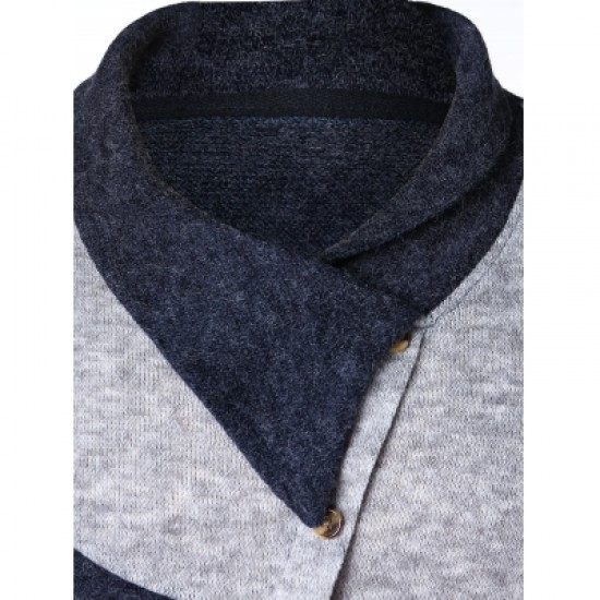 Asymmetric Panel Shawl Collar Sweater