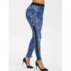 Butterfly Print Lace Up Pants